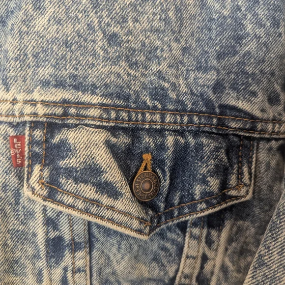 Levi's Vintage Acid Wash Blue Denim Jacket Men's Small - Picture 3 of 9